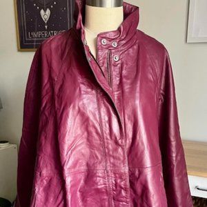 Jessica London Leather Poncho - Merlot